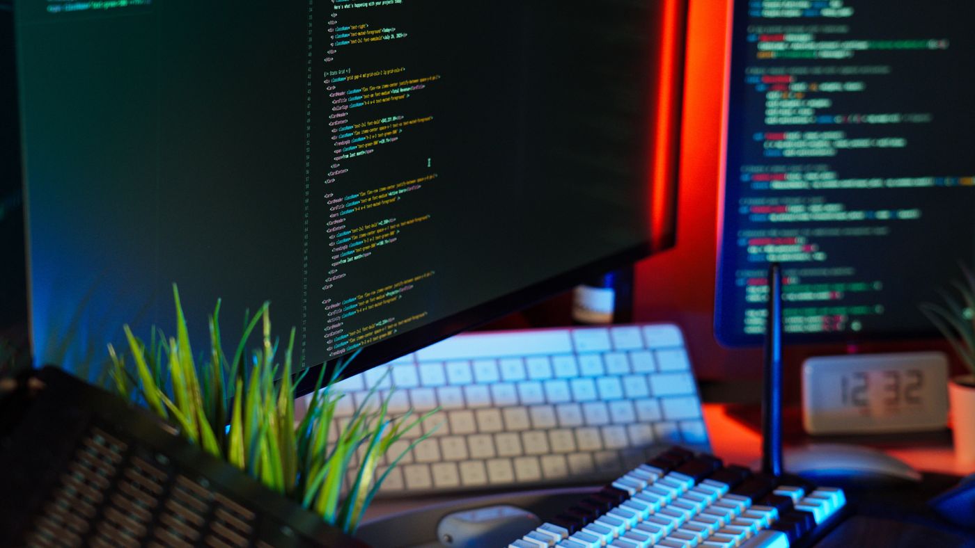 Terminal and keyboard at a lab desk